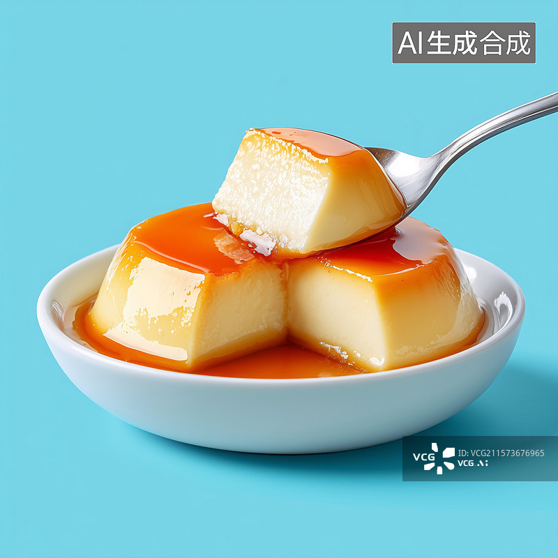 【AI数字艺术】焦糖布丁图片素材