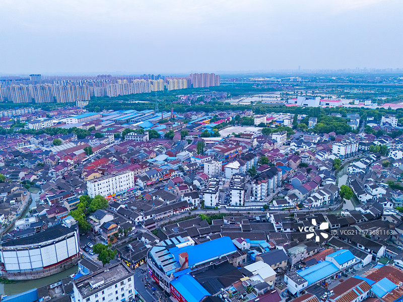 航拍上海宝山罗店古镇图片素材
