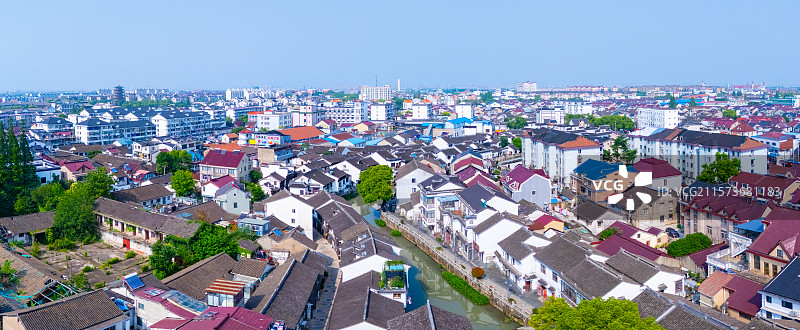 航拍上海宝山罗店古镇图片素材