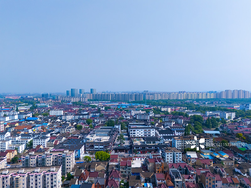 航拍上海宝山罗店古镇图片素材