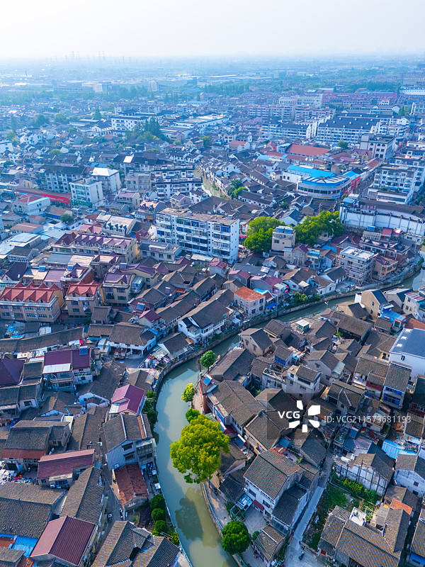 航拍上海宝山罗店古镇图片素材