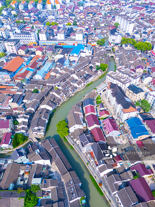 航拍上海宝山罗店古镇图片素材