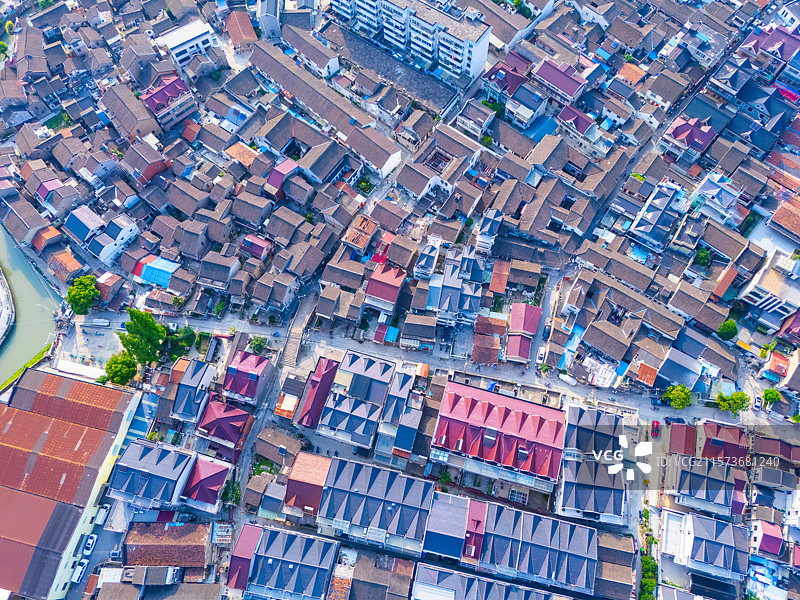 航拍上海宝山罗店古镇图片素材