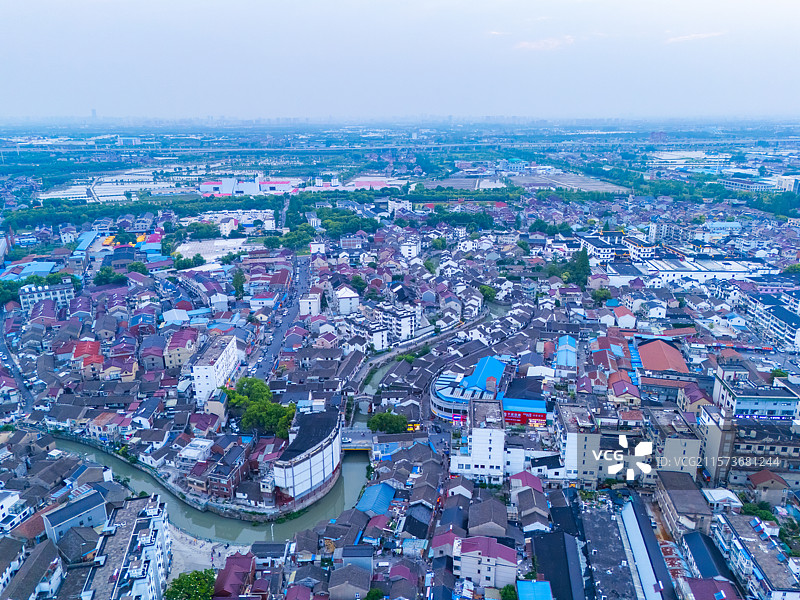航拍上海宝山罗店古镇图片素材