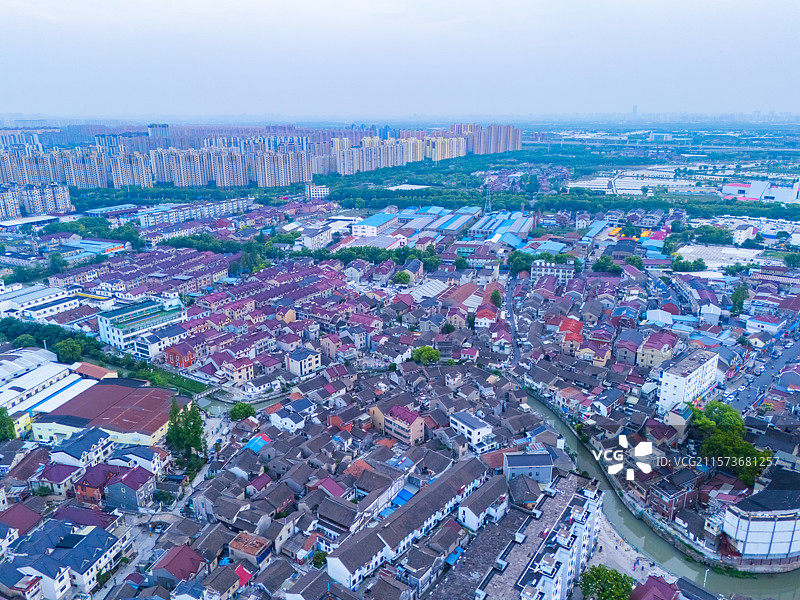 航拍上海宝山罗店古镇图片素材