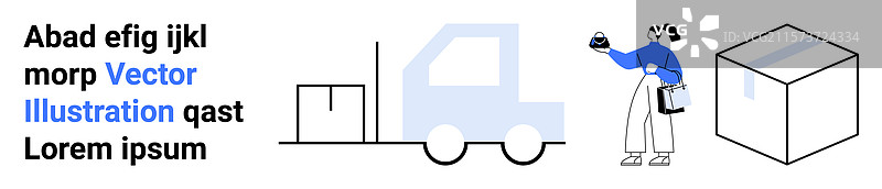 送货服务概念，工人和卡车图片素材