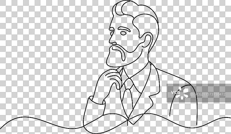 一位身穿西装的男士沉思着图片素材