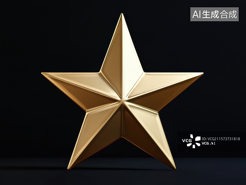 【AI数字艺术】金色五角星在黑色背景上的特写图片素材