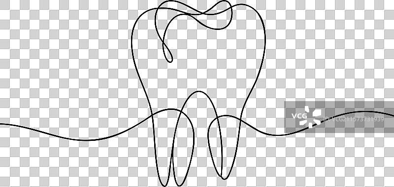 手绘连续线条艺术的牙齿图片素材