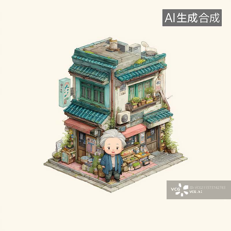 【AI数字艺术】拼贴画风格建筑插图图片素材