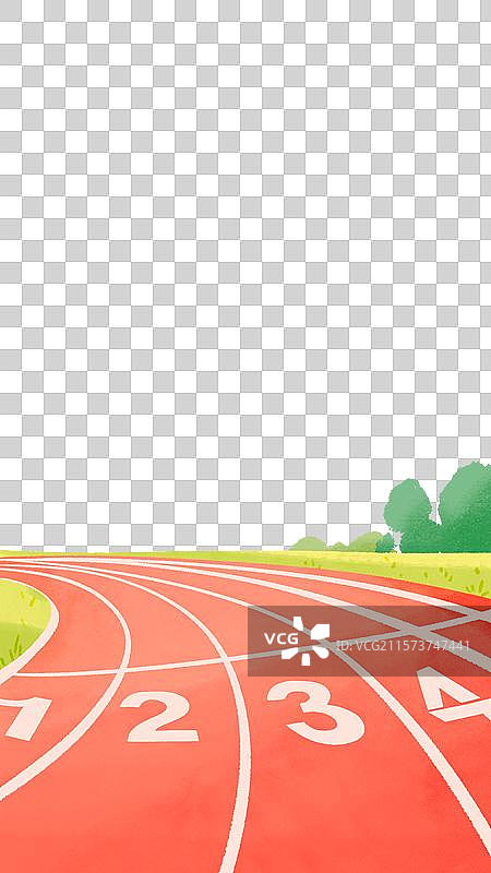 竖版插画元素_校园操场跑道图片素材