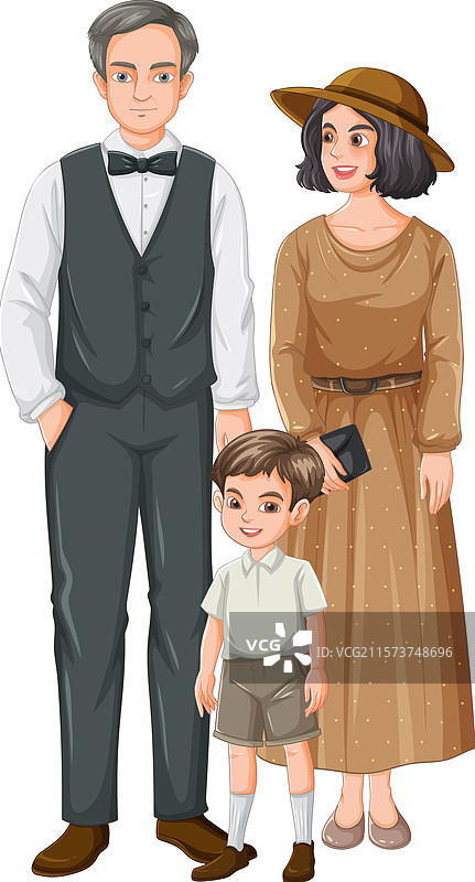 一家人穿着经典复古服装图片素材