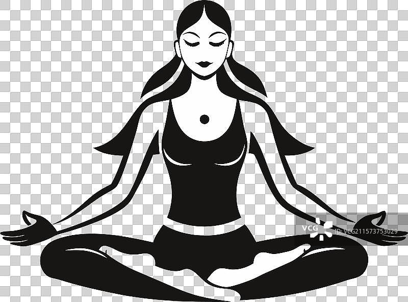 黑白瑜伽，白色背景图片素材