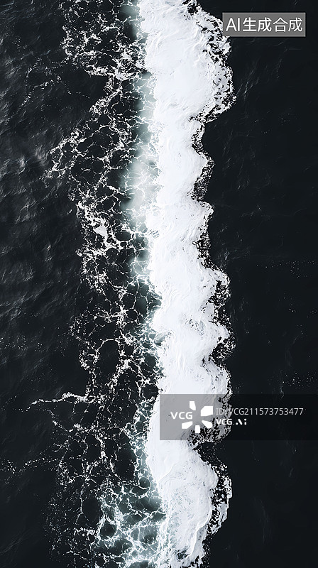 【AI数字艺术】数码科技黑白色海洋纹理图案插画海报背景图片素材