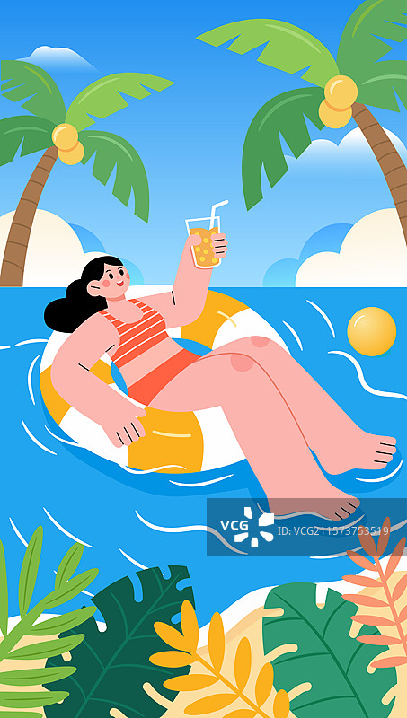 夏至节气扁平插画海报图片素材