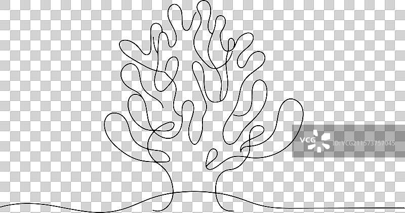 白色背景上的珊瑚连续线条艺术图片素材