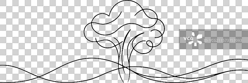 白色背景上的沙尘暴连续线条艺术图片素材