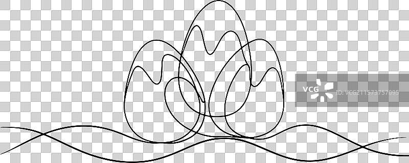 白色背景上的连续线条艺术鸡蛋图片素材