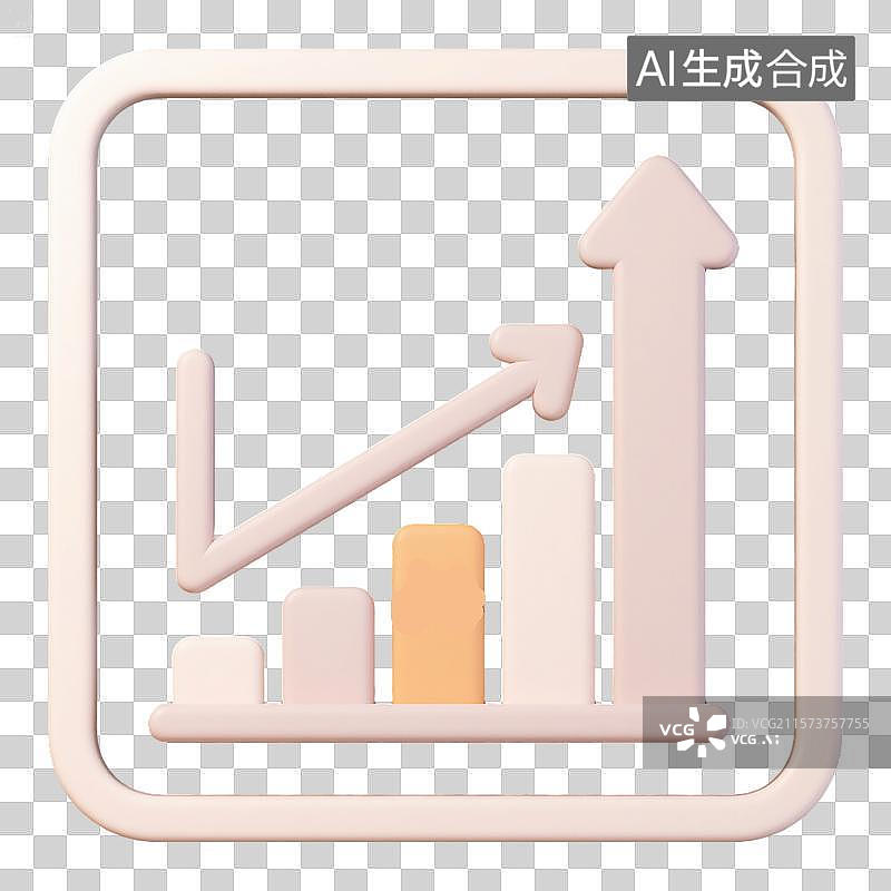 【AI数字艺术】3D渲染卡通扁平化柱状图箭头图标图片素材