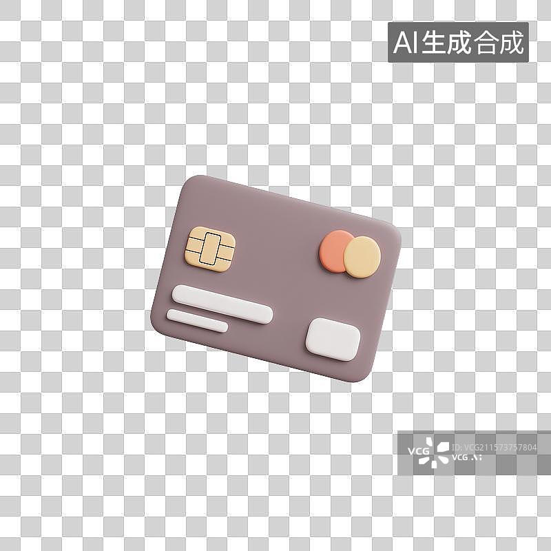 【AI数字艺术】3D渲染卡通浅蓝色银行卡图标图片素材