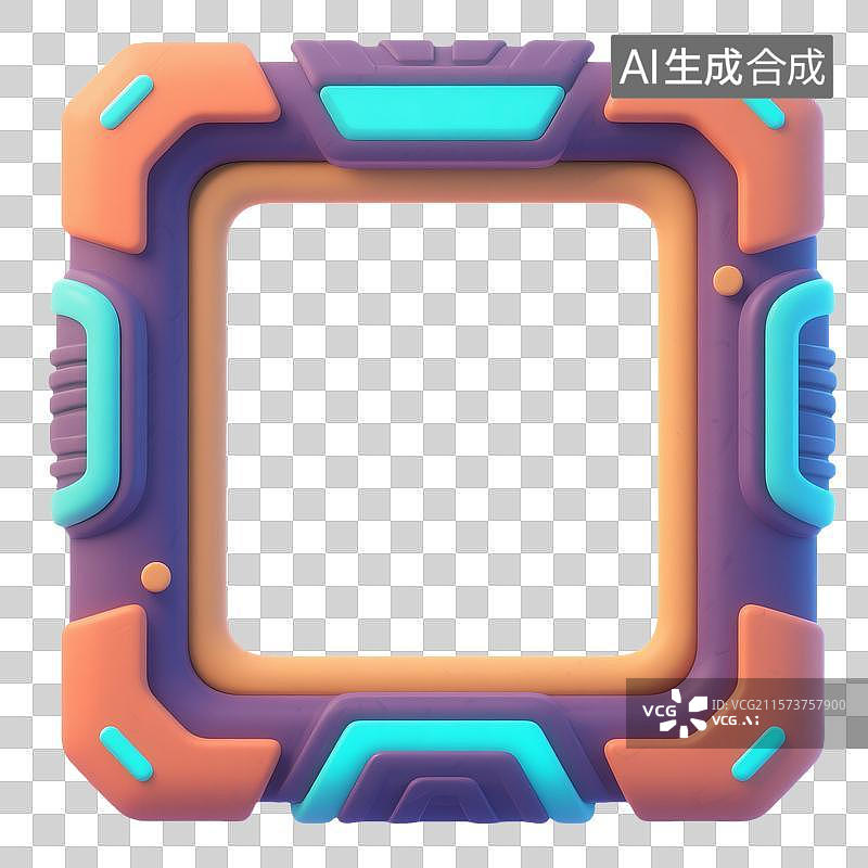 【AI数字艺术】赛博朋克粘土风未来派卡通框架图片素材