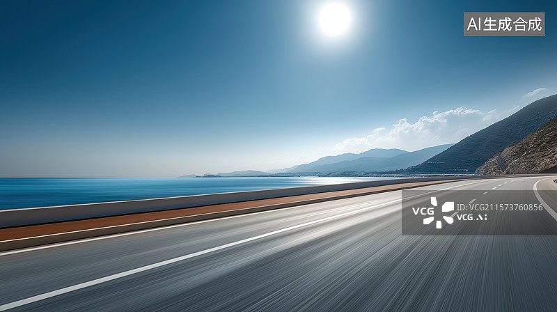 【AI数字艺术】沿海公路与碧海蓝天图片素材