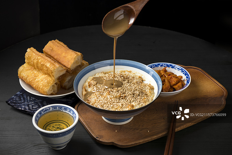 天津美食面茶特写图片素材