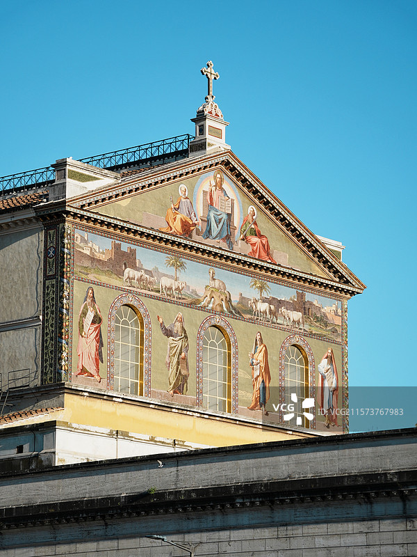 罗马圣母玛利亚大教堂外墙壁画图片素材