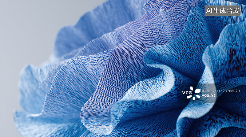 【AI数字艺术】蓝色皱纹纸花的特写图片素材