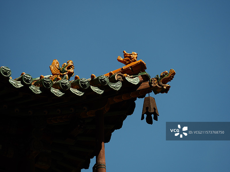 山西大同悬空寺寺顶雕塑图片素材