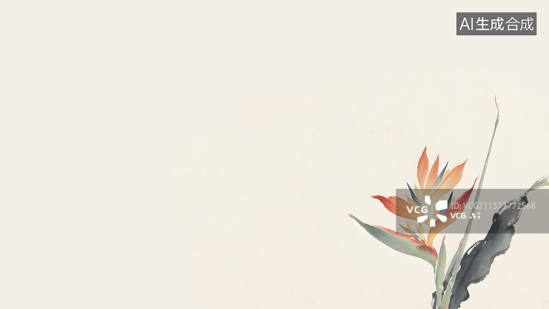 【AI数字艺术】水墨画美人蕉右下图片素材