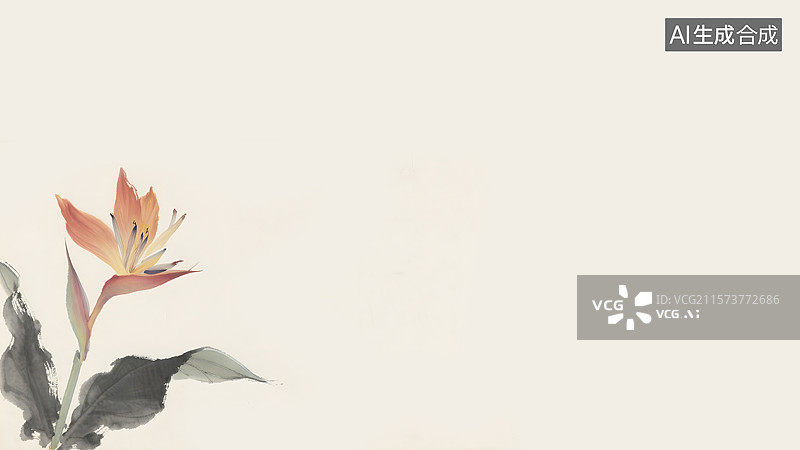 【AI数字艺术】水墨画美人蕉左下图片素材