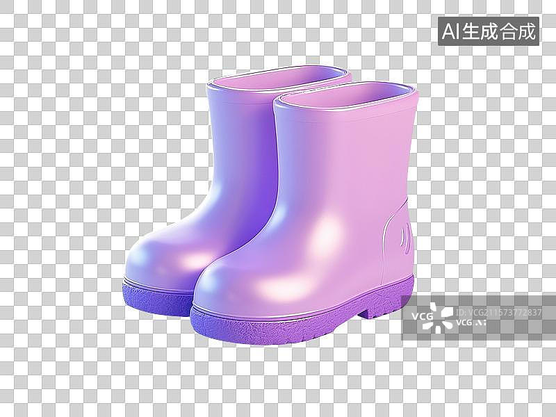 【AI数字艺术】3D渲染，一双水鞋，雨鞋，夏天免抠元素图片素材