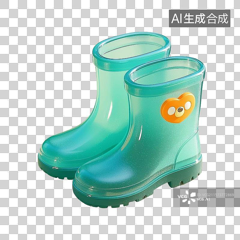 【AI数字艺术】3D渲染，一双水鞋，雨鞋，夏天免抠元素图片素材