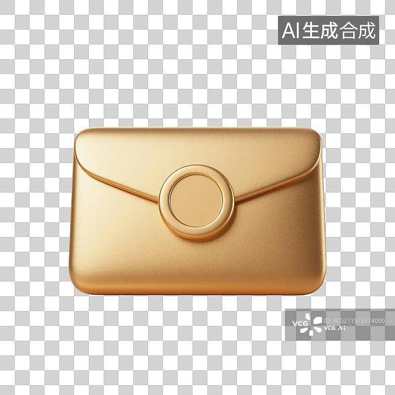 【AI数字艺术】3D渲染卡通红包，信封，购物节促销，优惠券，新年春节，金色，免抠元素图片素材