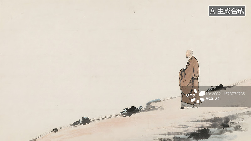 【AI数字艺术】水墨画僧侣苦行僧常规图片素材