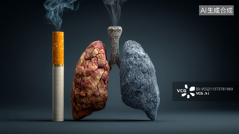 【AI数字艺术】无烟日禁烟宣传海报吸烟的肺图片素材