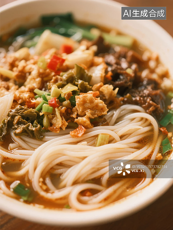 【AI数字艺术】一碗热腾腾的米线配菜丰富图片素材