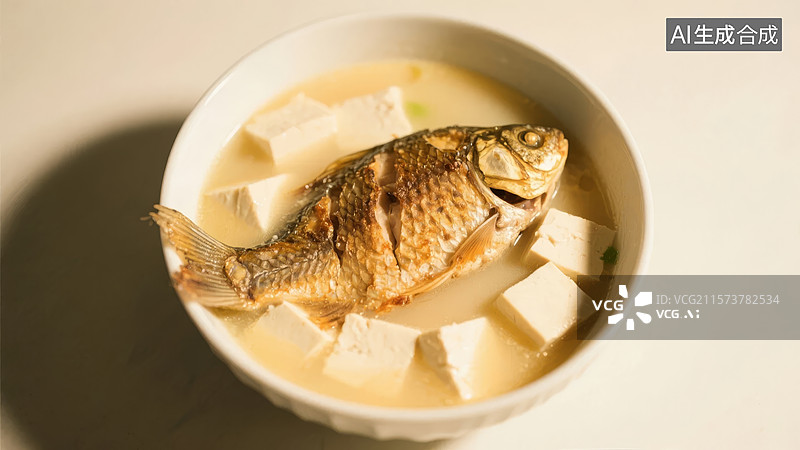 【AI数字艺术】鱼汤配豆腐，营养美味图片素材