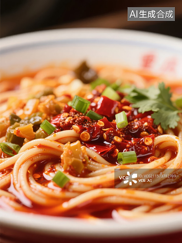 【AI数字艺术】红油辣子拌面，香辣诱人图片素材