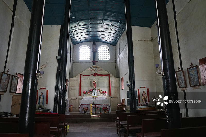 云南迪庆维西县小维西天主堂风光图片素材