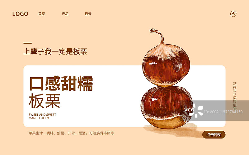 中秋节板栗创意插画海报设计模板图片素材