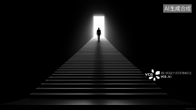 【AI数字艺术】阶梯尽头的光明图片素材