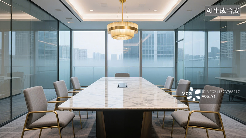 【AI数字艺术】现代商务会议室全景图片素材