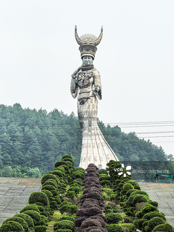 中国贵州黔东南剑河县的仰阿莎大雕像，仰阿莎大雕像景区图片素材