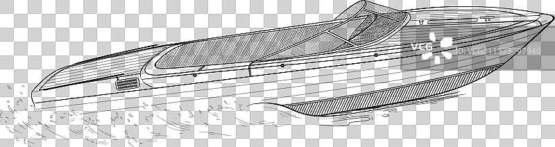 一艘古老的高速木船快速行驶图片素材