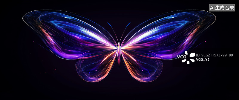 【AI数字艺术】炫彩光影蝴蝶图片素材