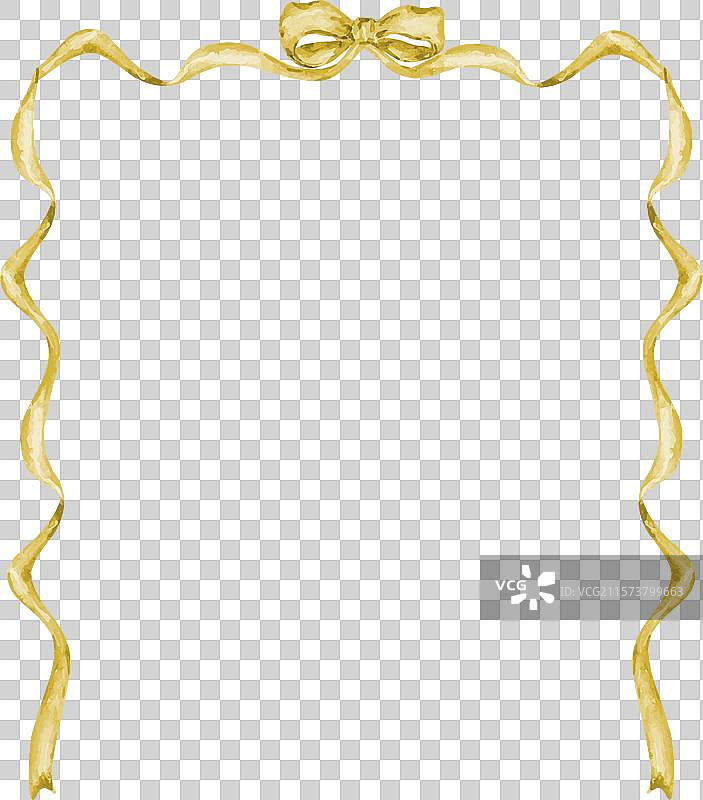 黄色水彩丝带和蝴蝶结的框架图片素材