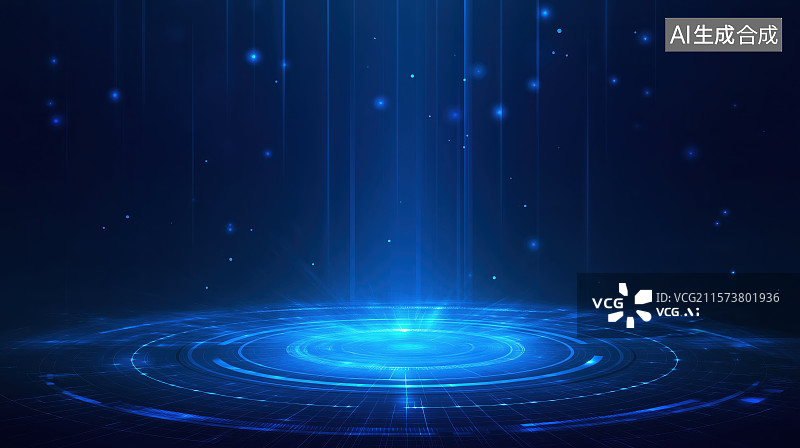 【AI数字艺术】蓝色光圈科技背景图片素材