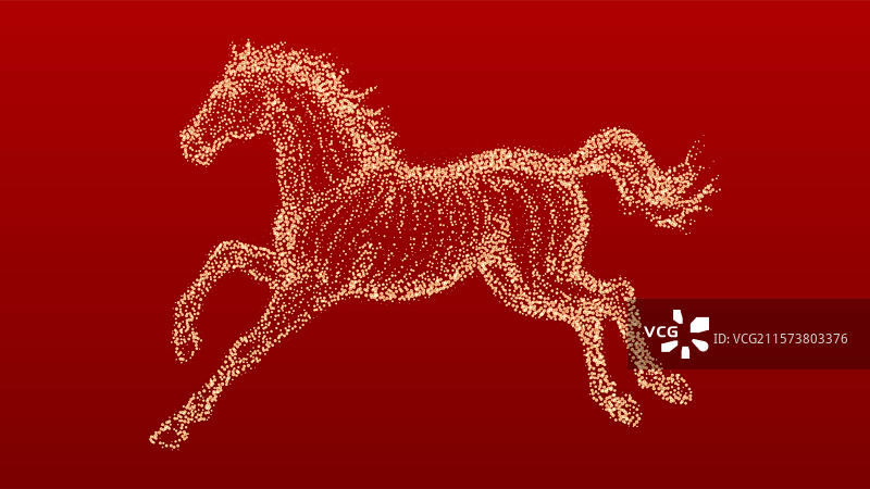 马年抽象粒子马插画图片素材